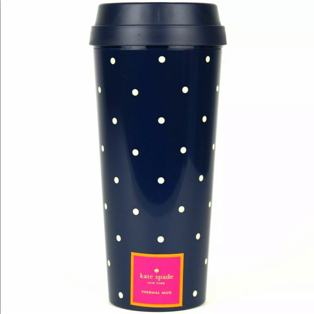 🎉 KATE SPADE Navy Larabee Dot Thermal Mug - Picture 2 of 6